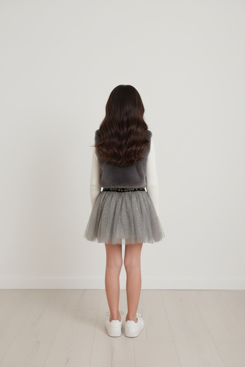 Tulle Star Skirt and Faux Fur Bolero Set