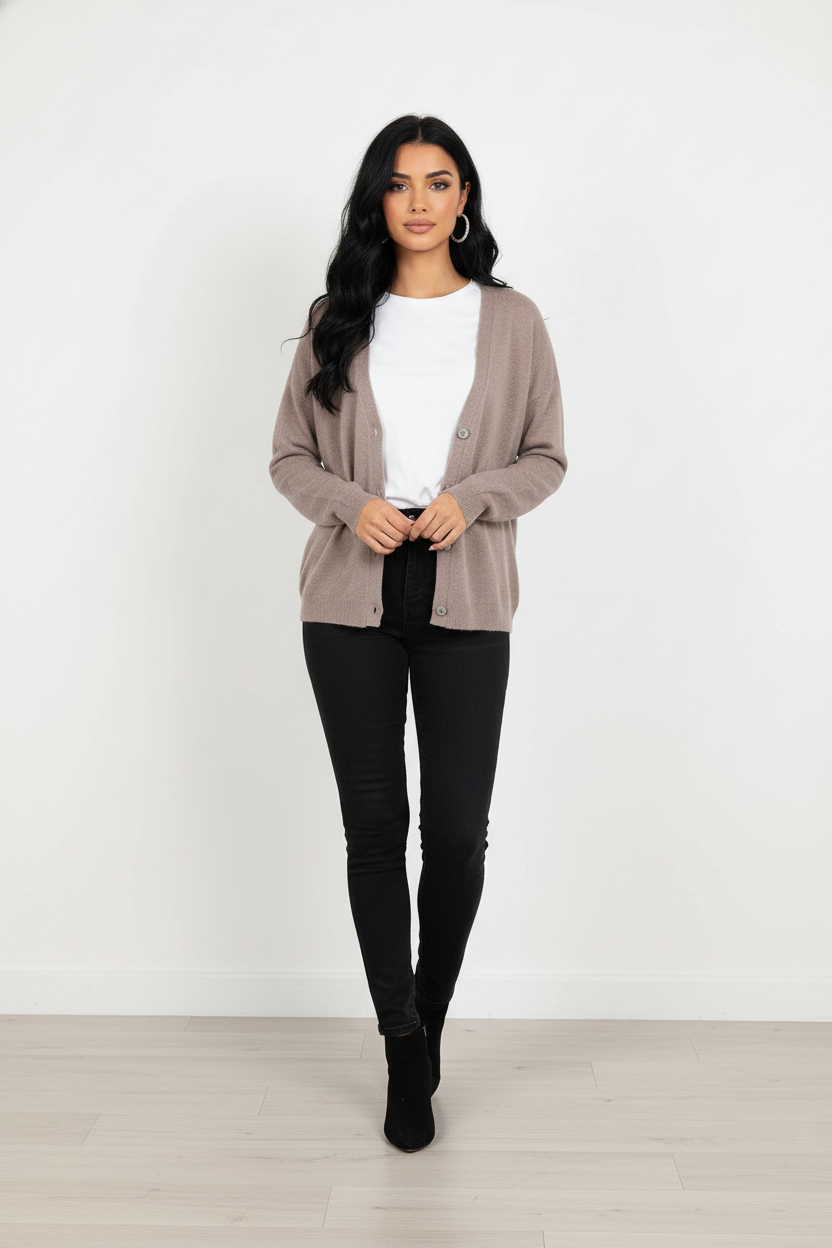 Knitted Cardigan in Mocha