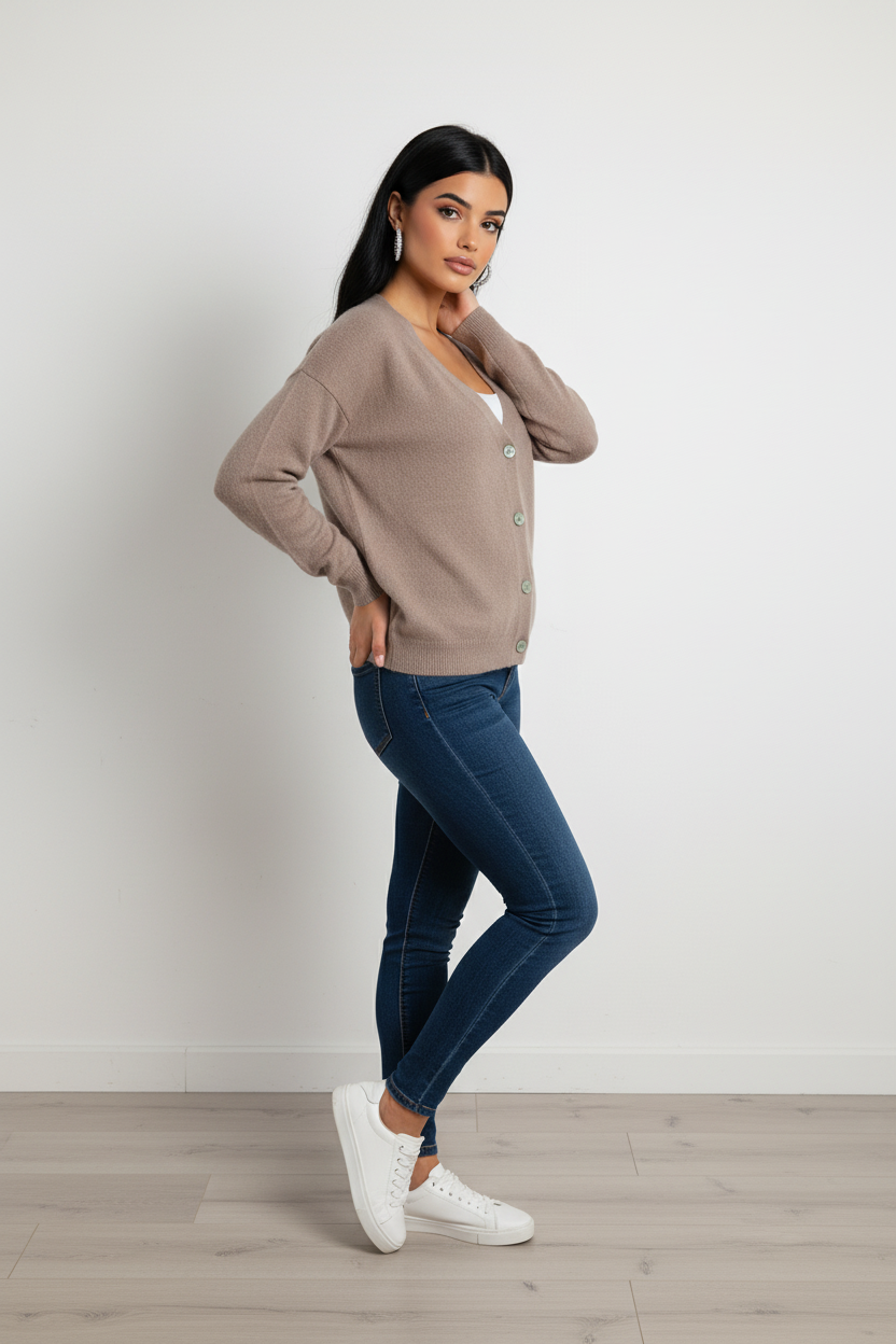 Knitted Cardigan in Mocha