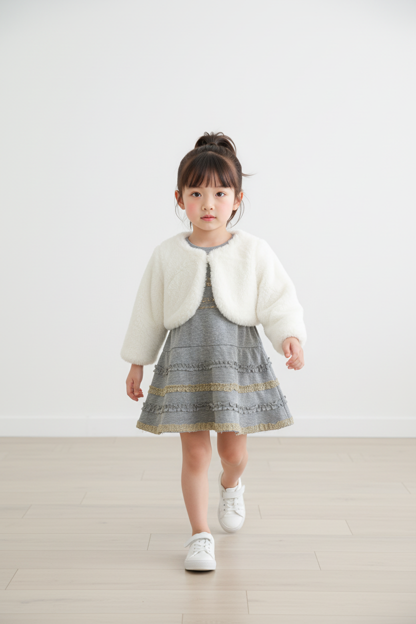 Faux Fur Shrug and Paris Slogan Two Piece