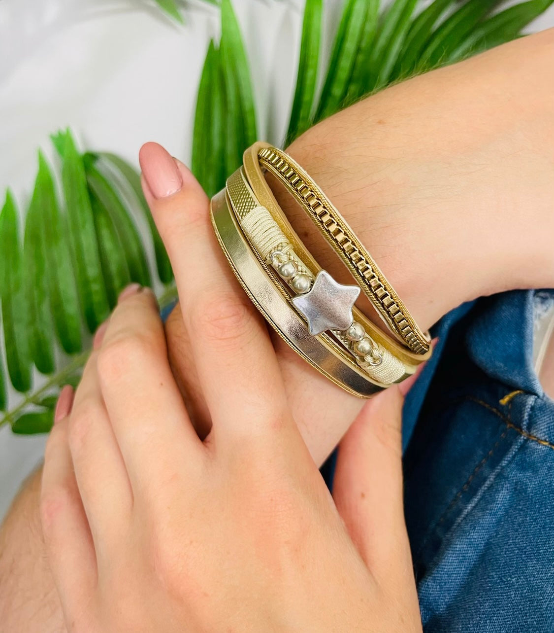 Multi Strand Bracelet with Star Charrm