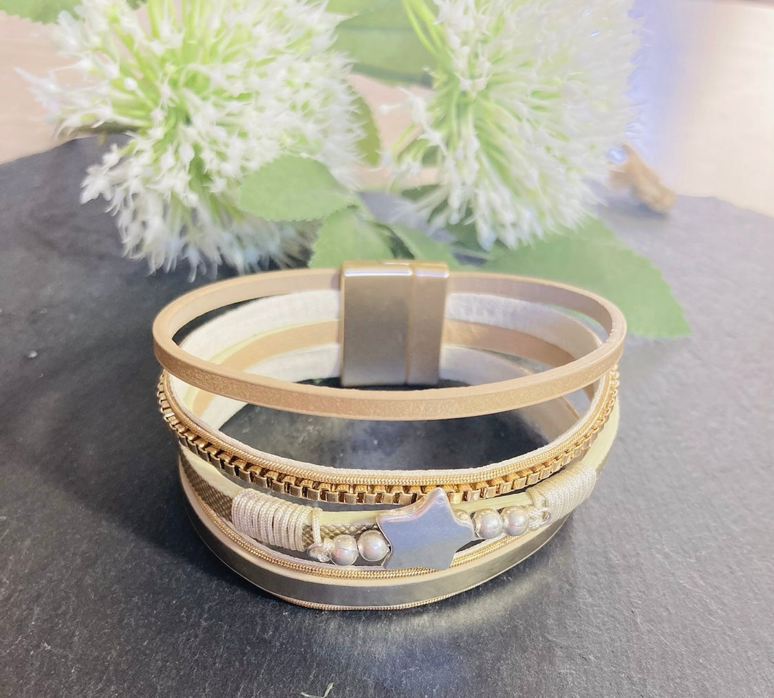 Multi Strand Bracelet with Star Charrm