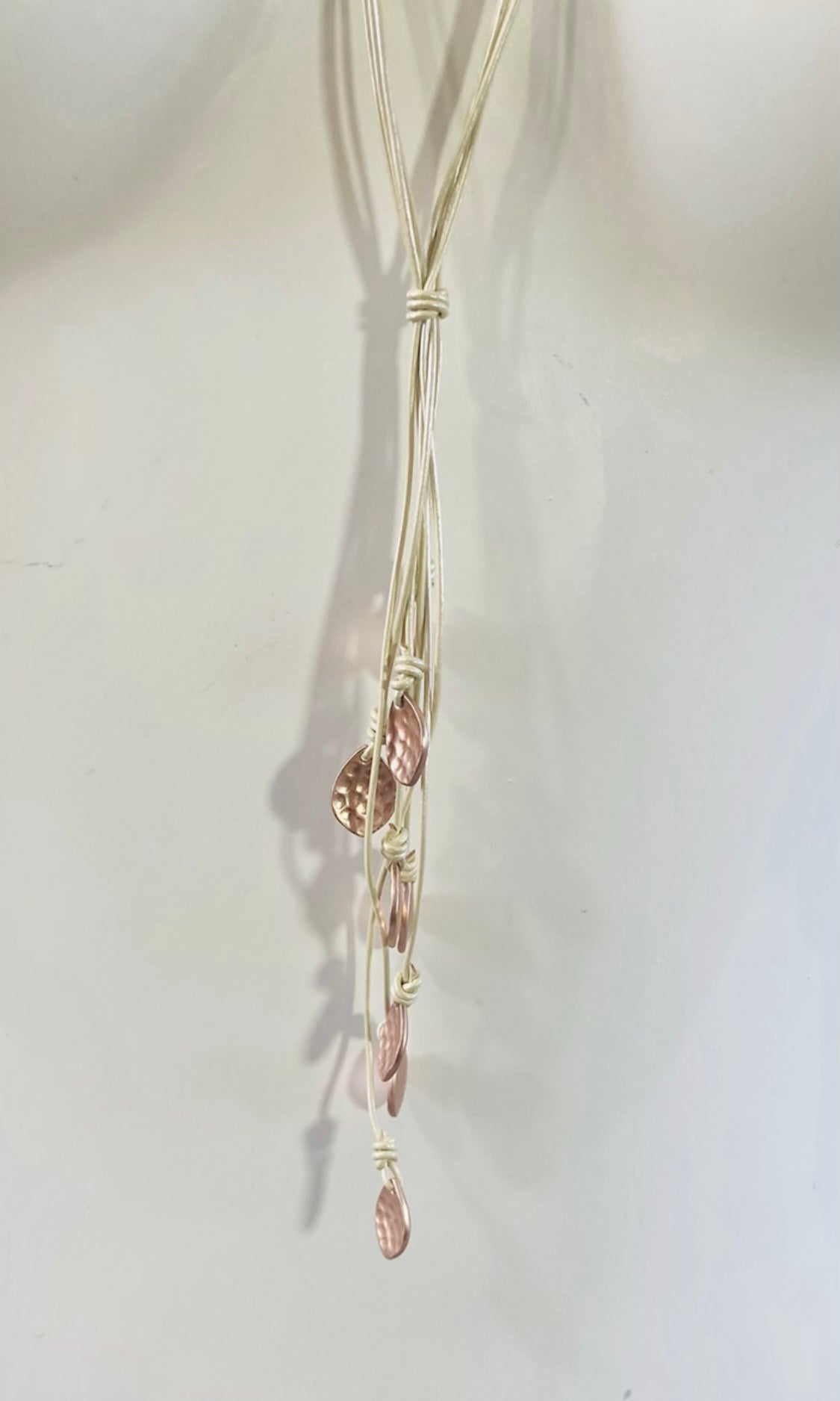 Rose Gold Drops Leather Necklace