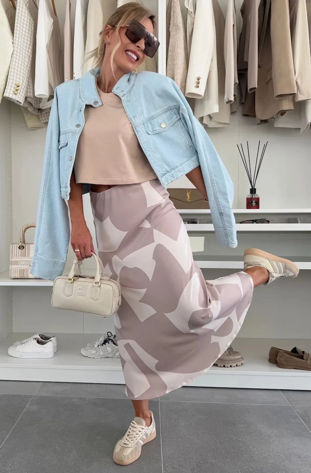 Satin Patterned Midaxi Skirt