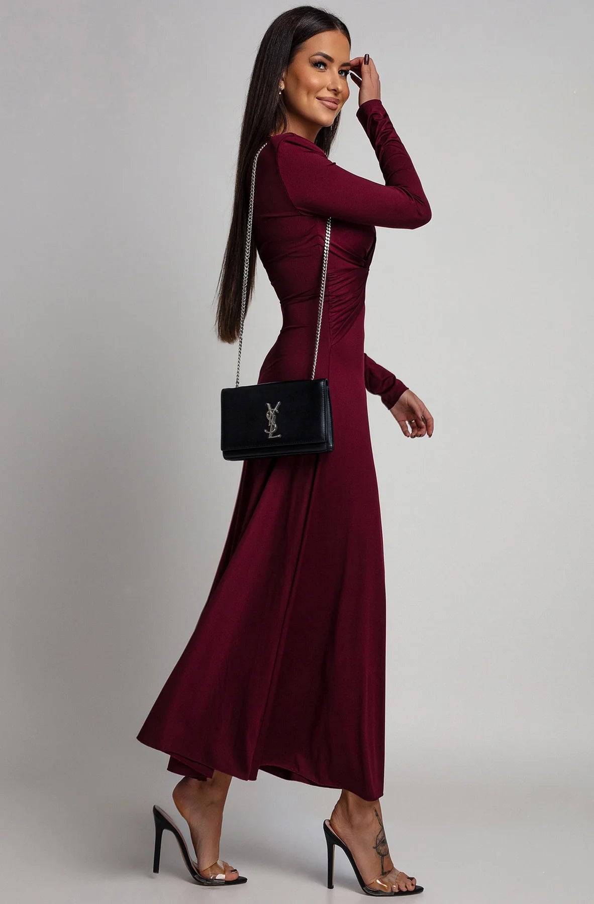 Twist Front Maxi Dress in Wine