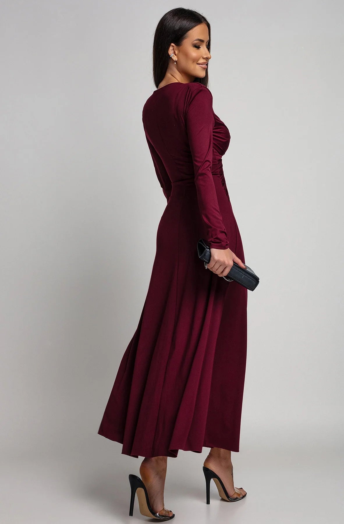Twist Front Maxi Dress in Wine